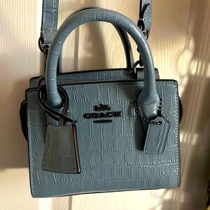 Coach Baby Blue/Gray Croc-Embossed Women's Bag